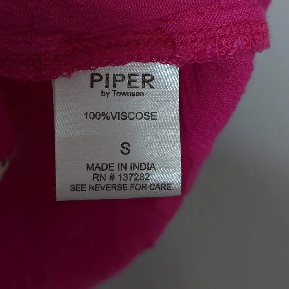 Piper by Townsen Bright Pink Beach Coverup Short Sleeve Lace Up Size S